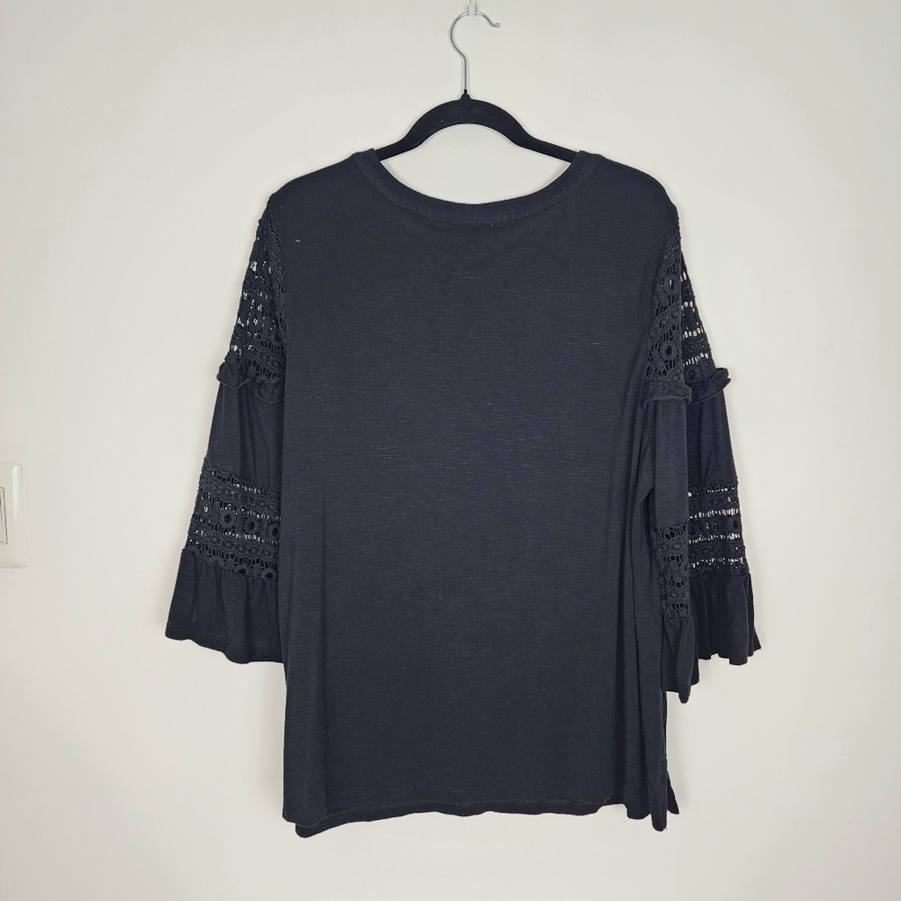 Anthropologie Maeve Top Black Lace Blouse Chic Whimsigoth Peasant Boho Size 2X - Picture 4 of 12